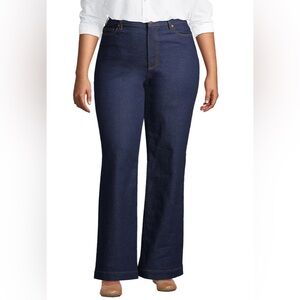 Lands' End Women's Navy Wide Leg Jeans